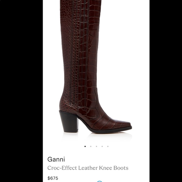 BRAND NEW GANNI Western croc leather knee boots 37 - Picture 2 of 7
